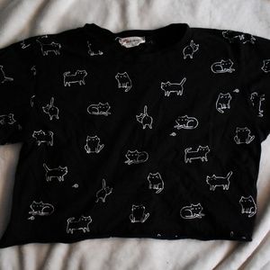 Black Cat Crop Top